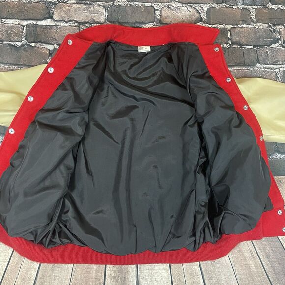 Vintage Howe Athletic Leather Wool Varsity Letterman Jacket Size XL Blank Plain - Picture 7 of 9
